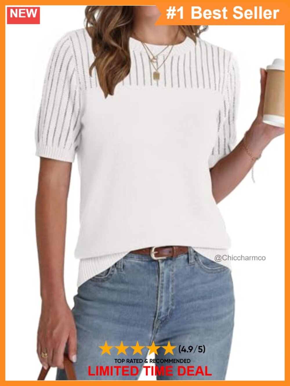Zeagoo Viscose Hollow Out Short Sleeve Sweater - Women's Crew Neck Knit Pullover